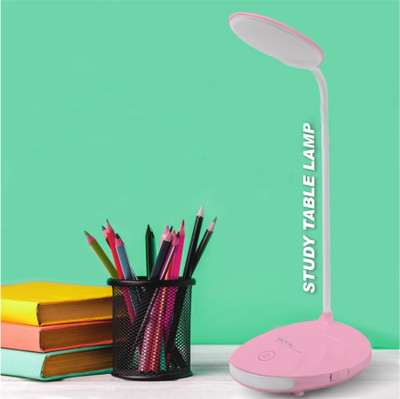 Study Table Lamp Rechargeable LED Table Desk Lamp Light Touch Sensor 3 Level Brightness Dimmable Study Lamp(11 cm, Pink)