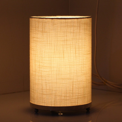 craftter Handloom Textured Off White Fabric Round Small Table Lamp Bedside Table Light Night Lamp Table Lamp(23 cm, White)