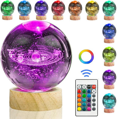 STARKENDY 3D Crystal Ball 16 Color Changing Light Moon Study Night Lamp(12 cm, Multicolor)