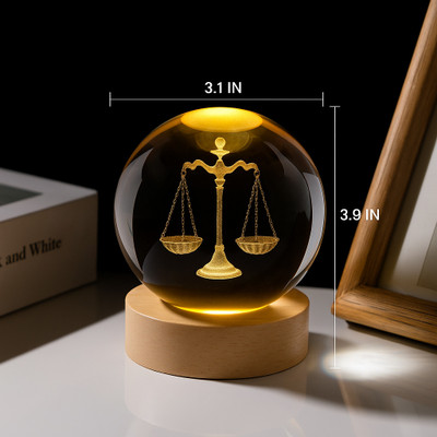 ENTRYZONE 3D Crystal Night Table Study Lamp With Wooden Base & USB Decoration Night Lamp Night Lamp(8 cm, Gold)