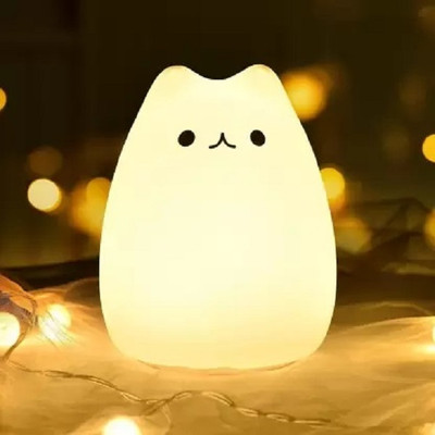 Shri Radha Krishna Rechargeable Color Changing Nursery Nightlight Silicone Squishy Cat Lamp Light Night Lamp(10 cm, White)