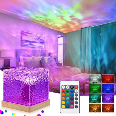 CITYCART USB Dynamic Water Ripple Pattern Ocean Wave Projector Night Lamp With Remote Table Lamp(15 cm, Multicolor)