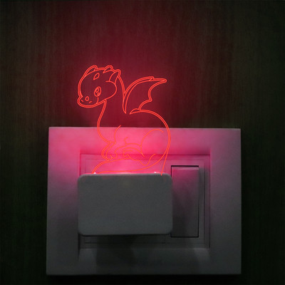 ASA CRAFT ASA CRAFTS cute dragon2343 small 3D acrylic lamp gift for child Night Lamp(11 cm, Multicolor)