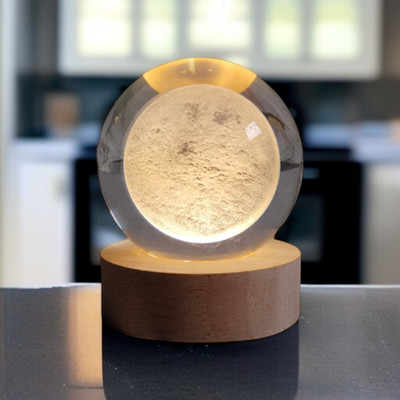 SIOPAWORLD Glossy 3D Crystal Moon Ball Night Lamp Pack Of 1 (2/12) Night Lamp(6 cm, Yellow)