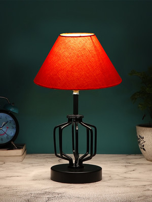 Devansh Orange Cotton Table Lamp With Iron Base Table Lamp(37.4 cm, Orange)