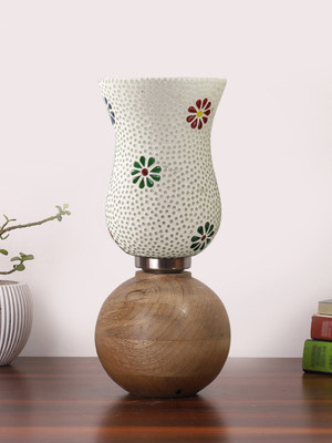 Devansh TRENDING GLASS TABLE LAMP WITH WOODEN BASE Table Lamp(30 cm, MULTICOLOR 2)