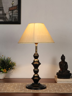 Devansh Off-White Cotton Table Lamp With Iron Base Table Lamp(42.5 cm, White, Beige)