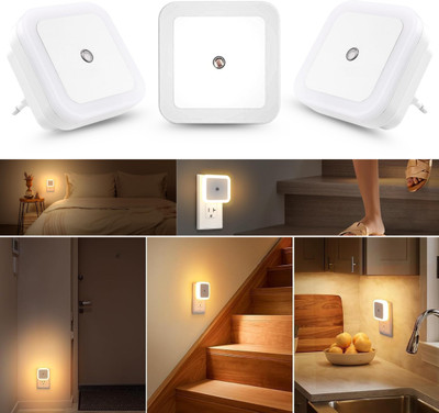 VRPRIME 3pc Smart Sensor LED Night Lamps – Automatic On/Off for Bedroom, Bedside & Home Night Lamp(5 cm, Warm)