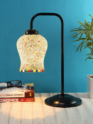 Devansh Multi color Mosaic Glass Iron Table Lamp Table Lamp(40.64 cm, White)