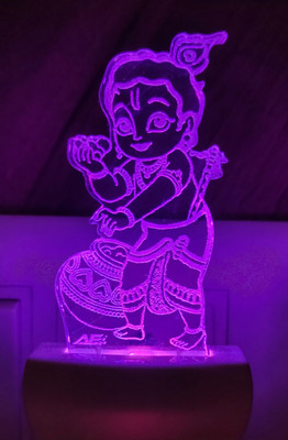 Omniverse Cute Laddu Gopal Baby Krishna ji 3D Illusion Night Lamp with 7 Color Changing Table Lamp Night Lamp(12 cm, White)