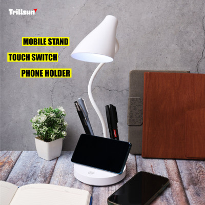 Trillsun 360 Degree Flexible Goose neck with Touch switch Rechargeable Eye protection Study Lamp(40 cm, White)
