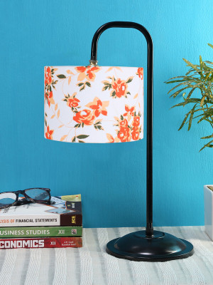 Devansh Multi cotton Shade Iron Table Lamp Table Lamp(40.64 cm, Orange, White)