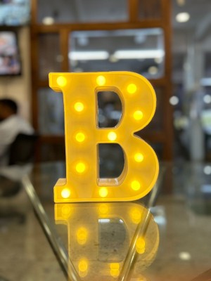 Satyam Kraft 1 Pcs Marquee Alphabet Shaped Led Light for deor (B) Table Lamp(22 cm, offwhite)