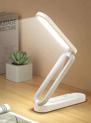 AKR Rechargeable Folding LED Desk Lamp Brightness Adjustable Stepless Dimming Lamp Study Lamp(38 cm, White)