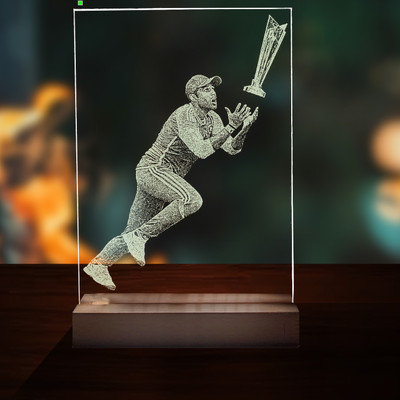 UNIQUE MINIATURE Suryakumar Yadav T20 Catch Crystal Table Lamp Night Lamp(22 cm, Transparent Acrylic)