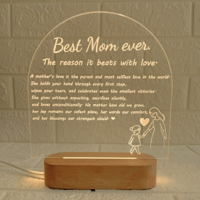 Nexify Fusion Gift for Mother – Text Best Mom Ever Acrylic Lamp Mother’s Day (D4NFMOM) Table Lamp(21 cm, Warm White)