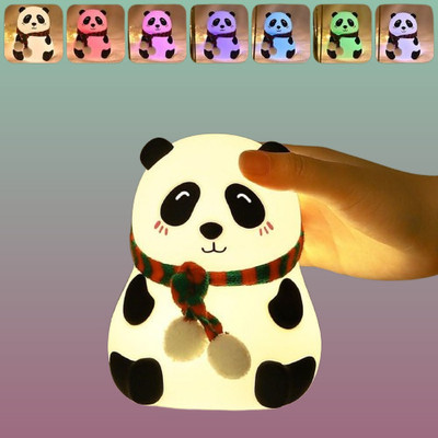POLYGON Soft Silicone Cartoon Panda Bedside Light for Baby and Bedroom Night Lamp(12 cm, Multicolor)