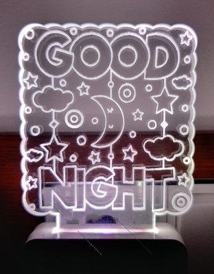 Feelon Good Night Acrylic 3D Illusion RGB 7 Colour Changing LED Plug and Play Night Lamp(10 cm, Multicolor)