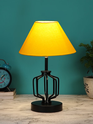 Devansh Yellow Cotton Table Lamp With Iron Base Table Lamp(37.4 cm, Yellow)