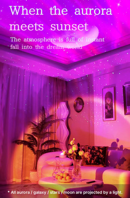 UNZAG Smart Music Aurora LED Night Light Projector Modern Galaxy Ocean Starry Sky Star Night Lamp(14.9 cm, Warm White)