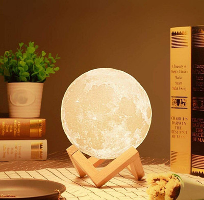 SnowShell 3D Moon Shaped LED Night Lamp(18 cm, Multicolor)