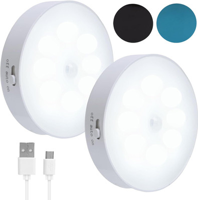 LAXIT Motion Sensor Light for Home with USB Charging Wireless Self Adhesive LED Night Lamp(3.35 cm, pack of 2)