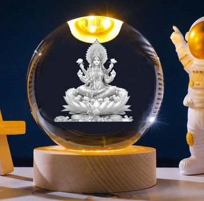 study smart Goddess Laxmi 3D USB LED Crystal Ball Night Lamp Night Lamp(7.8 cm, WARM WIGHT)