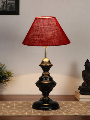 Devansh Maroon Jute Table Lamp With Iron Base Night Lamp(42.5 cm, Maroon)