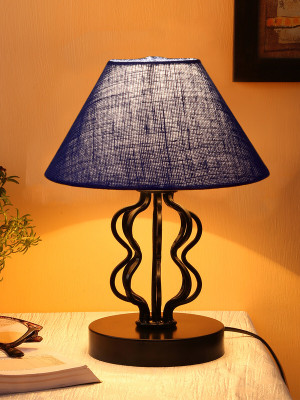 Devansh Blue jute Shade Iron Table Lamp Table Lamp(30.48 cm, Blue)