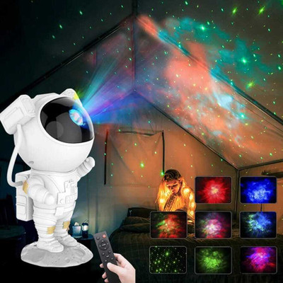 MAKD Galaxy Night Light Astronaut Space Star Projector Nebula 360° Adjustable Head Night Lamp(10 cm, White)