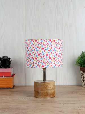 Devansh Wood table lamp with Multicolor cotton Shade Table Lamp(40 cm, Multicolor)
