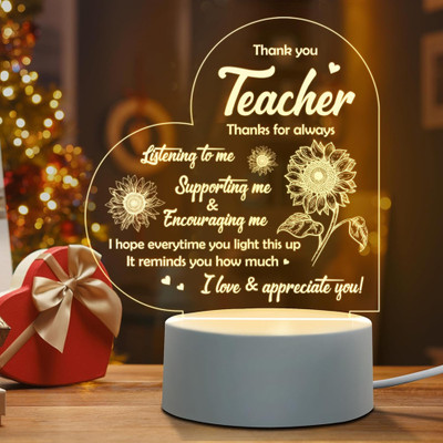 SNAPTRAP Best Gift item for Teacher, Acrylic Led Side Table Lamp For Bedroom Night Lamp(18 cm, Warm White)