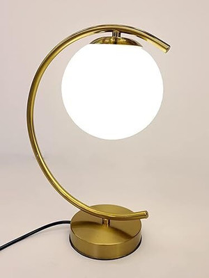 woke Modern Bedside Table Lamp with Gold Antique Finish & Milky White Shade Table Lamp(40 cm, Gold 1)