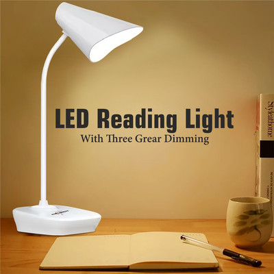 Daily Needs Shop Rechargeable Table LED Desk Study Lamp Touch Sensor 3 Level Dimmable Brightness Study Lamp(13 cm, White)