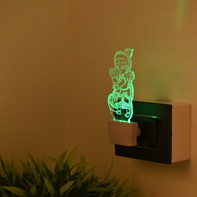 AFAST Acrylic 3D Illusion Effect Kanha With Matki Shape LED Night Lamp/Light Night Lamp(14.5 cm, Blue, Green, Yellow)