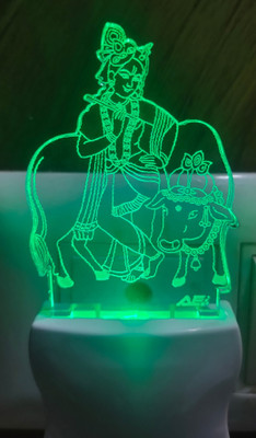 Omniverse The Baby Krishna With Cow 3D Illusion Night Lamp with 7 Color Table Lamp For Bedroom Night Lamp(12 cm, Multicolor)