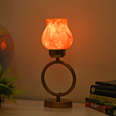 AFAST Decorative Table Lamp, Stylish Night Lamp, LED Compatible- A183 Table Lamp(31.5 cm, Orange)
