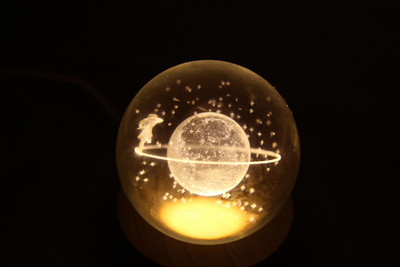 Aipom 3D Girl With Umbrella Walking On Planet Axis Crystal Ball Night Lamp(9 cm, Girl With Umbrella Walking On Planet Axis)