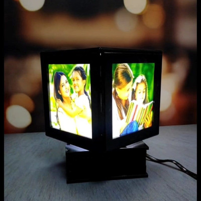 ashishprinting LumiSpin 360 – Personalized Rotating LED Photo Lamp Table Lamp(15 cm, Black)