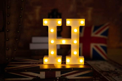 Midas luxe MARQUEE LED LETTER(H) Table Lamp(22 cm, White)