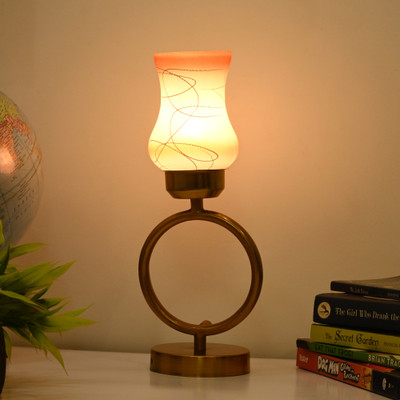 AFAST Decorative Table Lamp, Stylish Night Lamp, LED Compatible- A166 Table Lamp(31.5 cm, Orange, White)