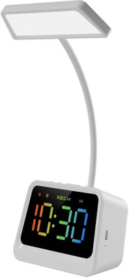 xech Table Lamp Digital Alarm Clock & Pen Stand Rechargeable RGB Clock (Prism) Study Lamp(32 cm, White)