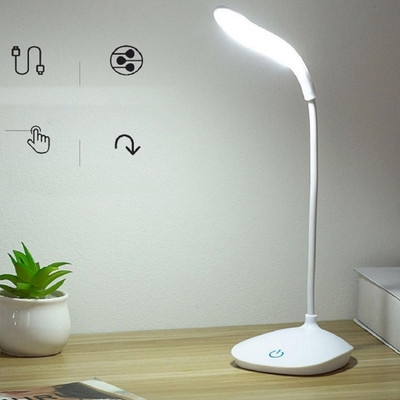 AKR Rechargeable & Flexible with touch dimmer power options Table Lamp (White) Study Lamp(37 cm, White)