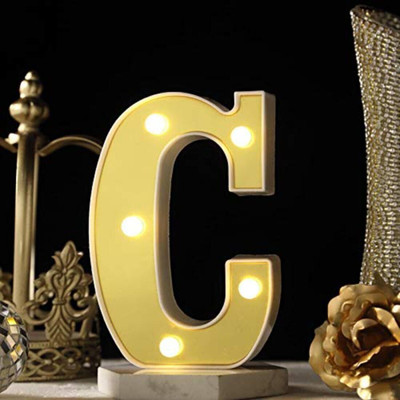Satyam Kraft Marquee Alphabet letter for decoration , 1 Piece (C) Table Lamp(16 cm, White)