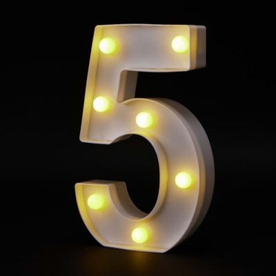 Midas luxe MARQUEE LED number 5 Table Lamp(21 cm, White)