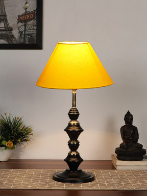 Devansh Yellow Cotton Table Lamp With Iron Base Table Lamp(42.5 cm, Yellow)