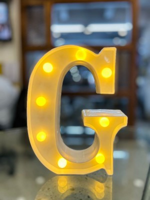 Satyam Kraft 1 Pcs Marquee Alphabet Shaped Led Light for deor (G) Table Lamp(22 cm, offwhite)