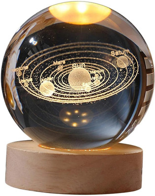 Lufarp 3D Planet Crystal Ball | Crystal Planet Laser Engraved Solar Night Lamp(10 cm, Multicolor)