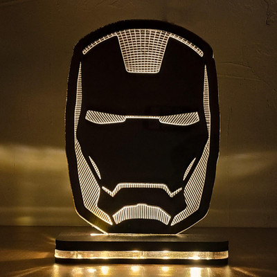 Giftkidukan Ironman121 Head Led Lamp Gift for Kids Room Decor Light Table Lamp(16 cm, yellow warm white)