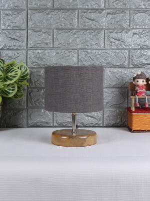 Devansh Wood table lamp with Grey Jute Shade Night Lamp(30 cm, Grey)